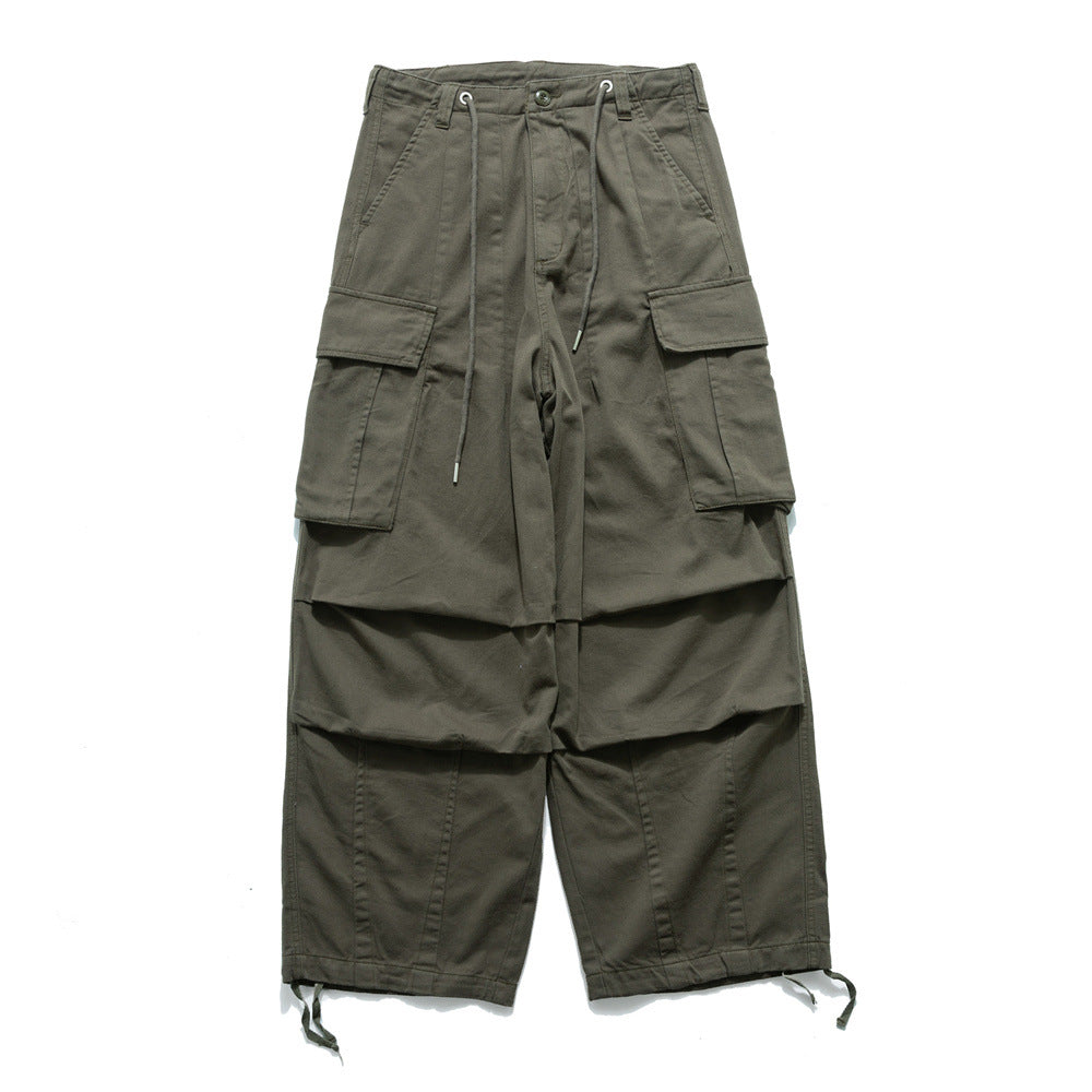 olive green wide cargo pants military inspired utility trousers streetwear style