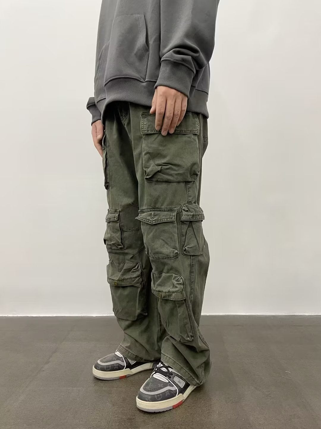 Straight Cotton Army Cargo Pants