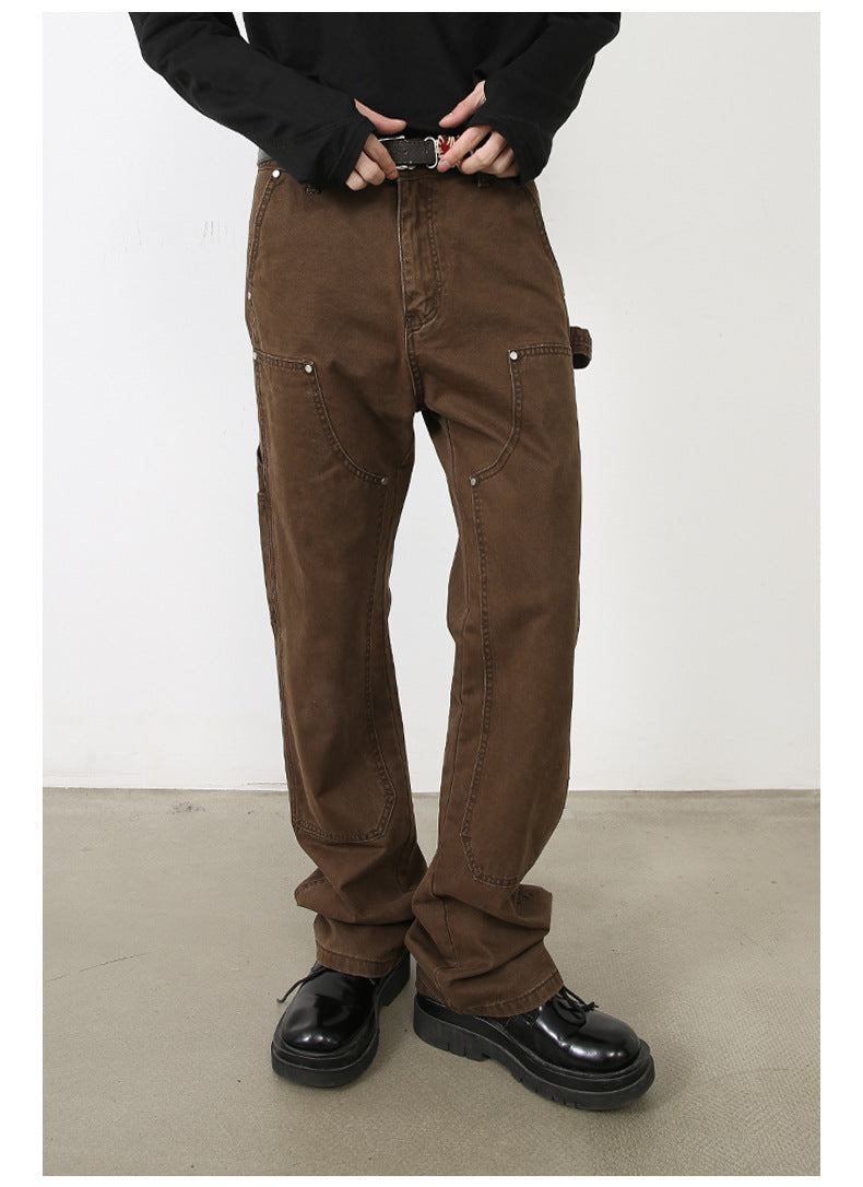 Retro Washed Double Knee Jeans