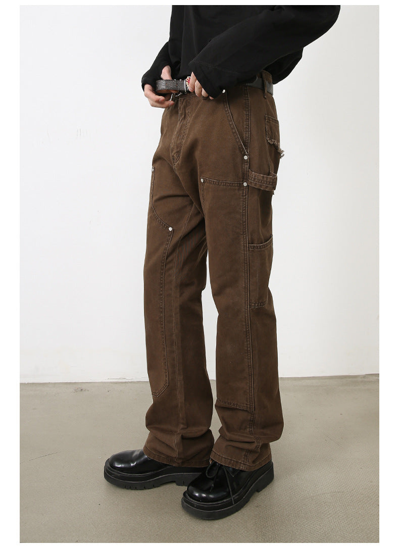 Retro Washed Double Knee Jeans
