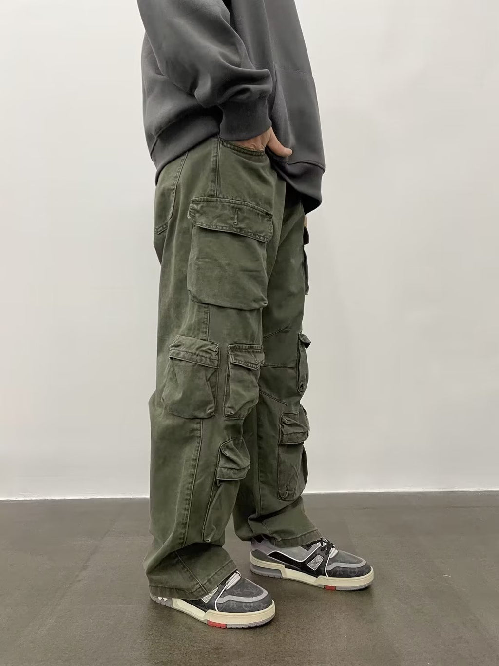 Straight Cotton Army Cargo Pants