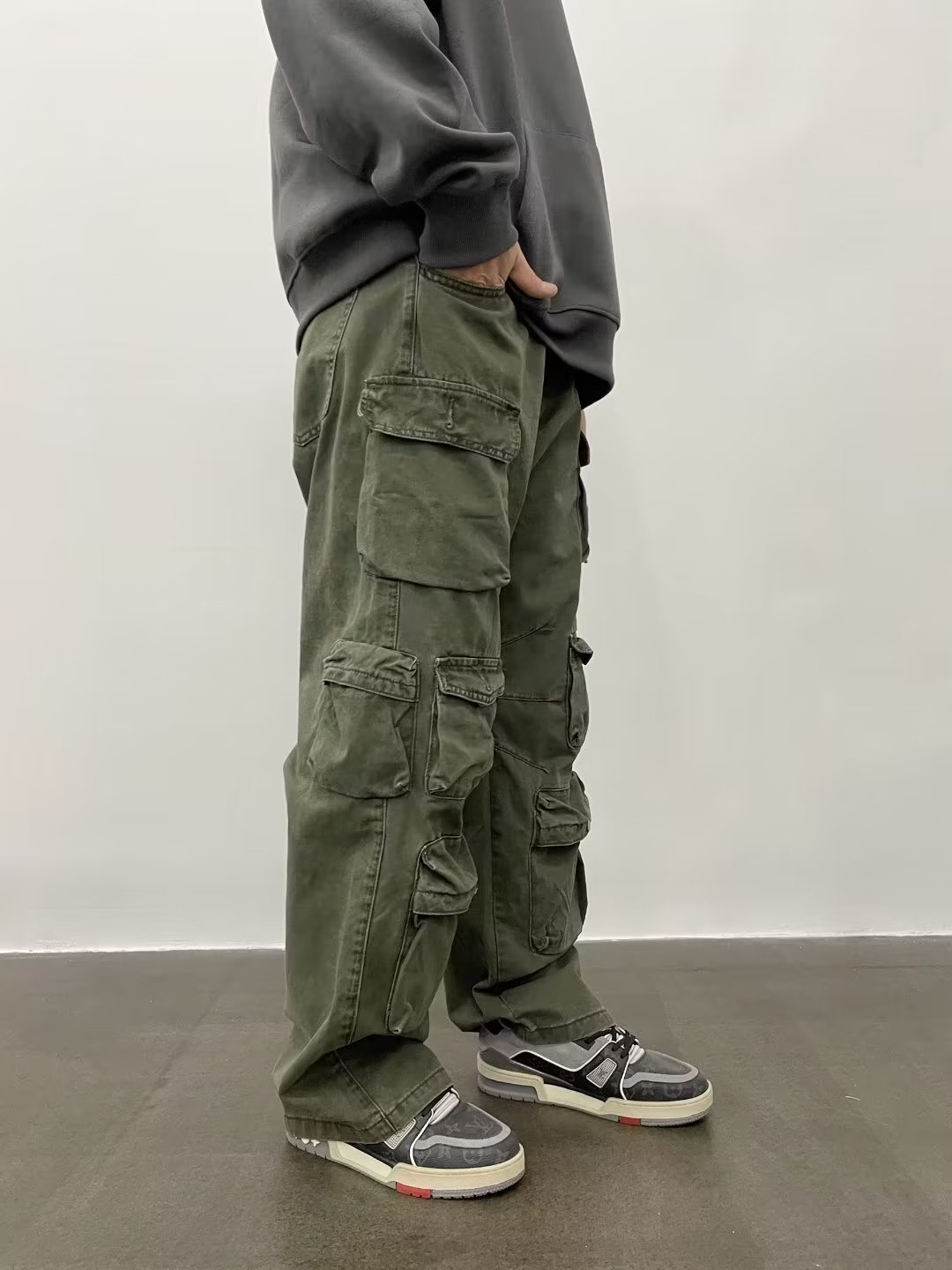 Straight Cotton Army Cargo Pants