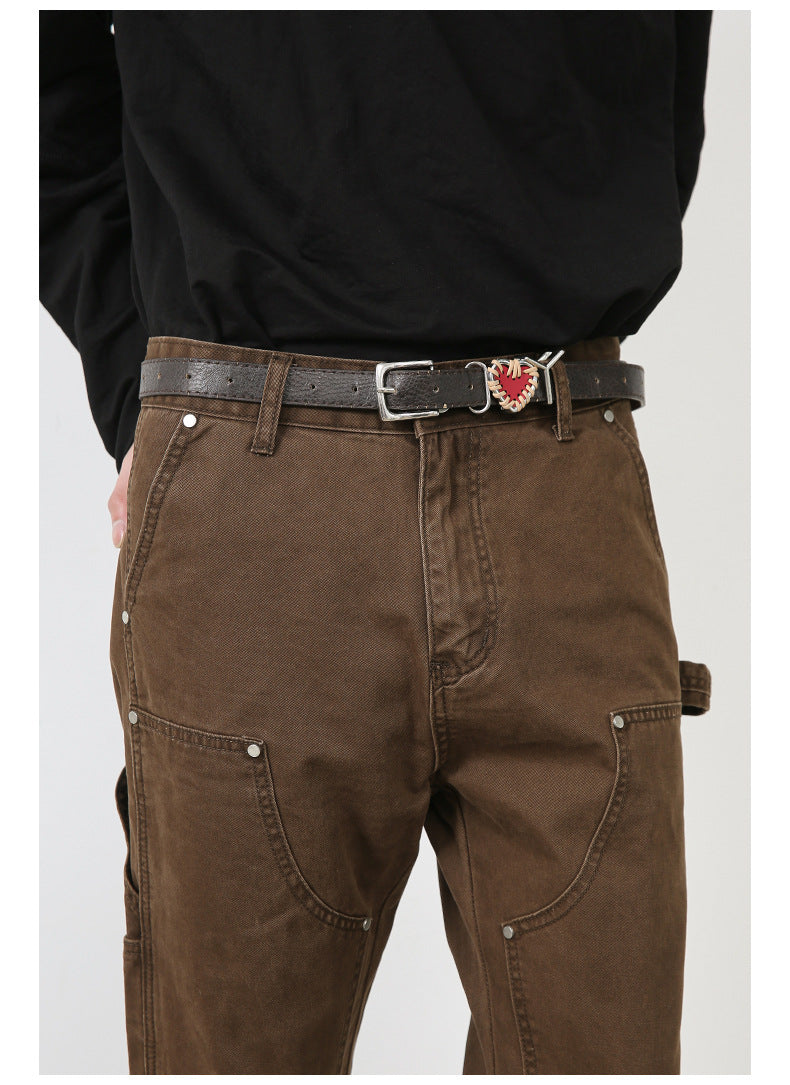 Retro Washed Double Knee Jeans